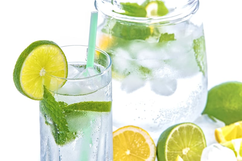 Healthy fruits and water